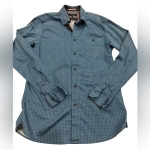 [3/M]Ted Baker Teal Patterned Stretch Shirt